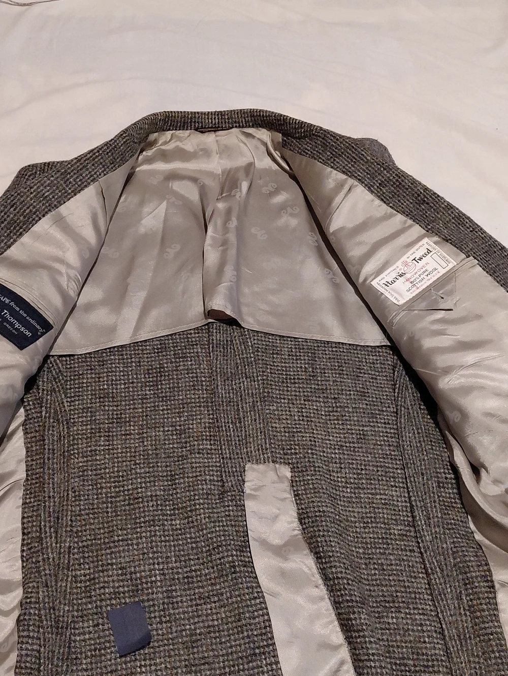 Vintage Norm Thompson Gray Harris Tweed Sport Coat 44R Dark Academia